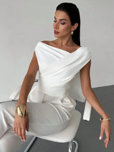 Asymmetrical Ruched Short Sleeve Top OutfitFlow